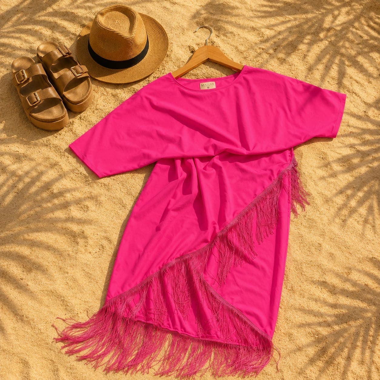 Robe de plage modeste et couvrante Cascade, coloris Fuchsia — Maë-Lya