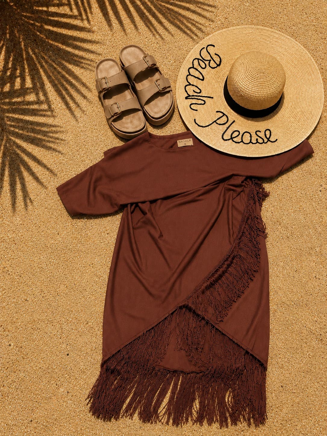 Robe de plage modeste et couvrante Cascade, coloris Marron — Maë-Lya